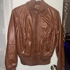Brown Quilted Leather Jacket